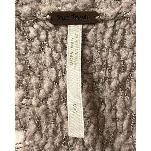 Free People Acrylic Blend Slouchy Cardigan Sweater Long Sleeve Tan Womens Small - Picture 5 of 11